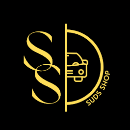 A black and yellow logo with the words suds shop